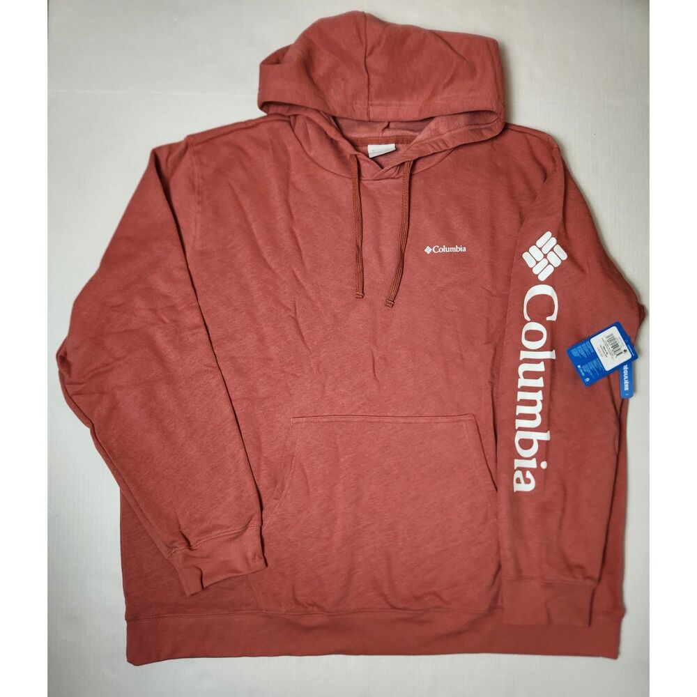 Columbia Logo Sleeve Hoodie Men's 3XL 3X Washed Red